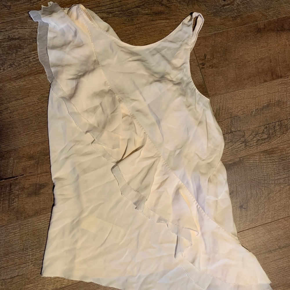 Soft pink ruffled silk blouse sz L